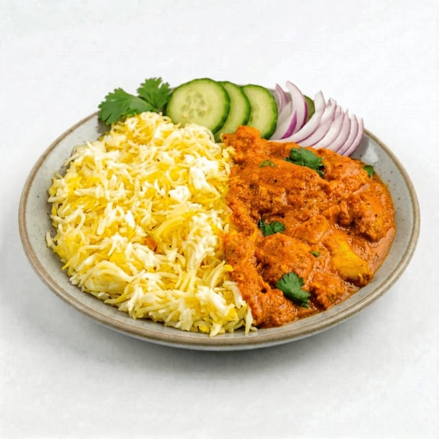 Butter Chicken with Jeera Rice.