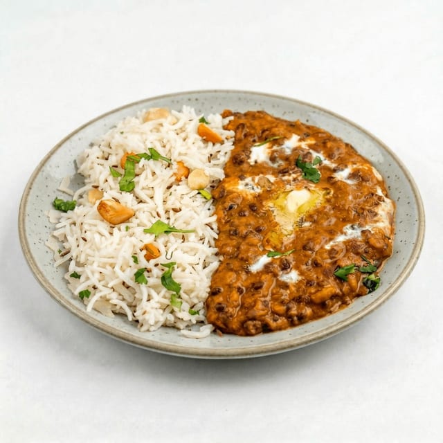 Vegan Dal Makhani with Jeera Rice.